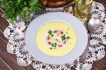 Creamy Mushroom Soup with fresh herbs