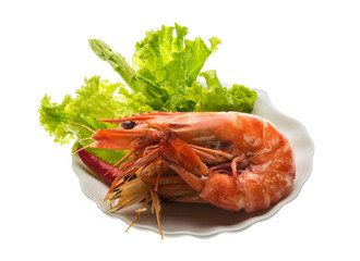 Boiled king prawns