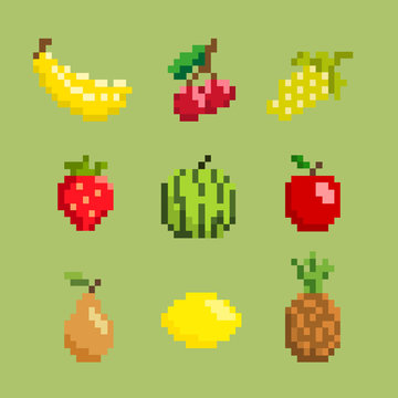 Pixel Art Fruit Stock Illustrations – 2,022 Pixel Art Fruit Stock