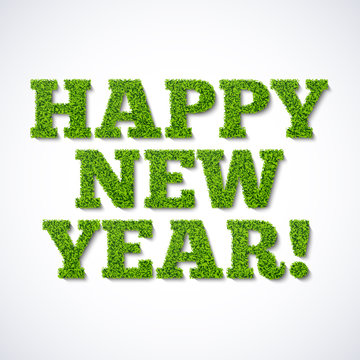 Happy new year card - green grass