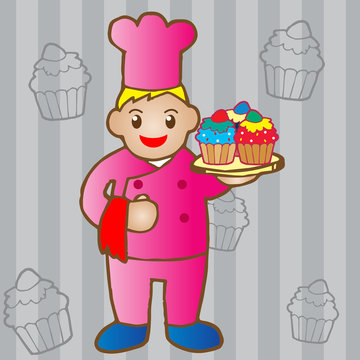 chef holding a cupcake