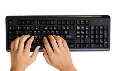 typing on keyboard