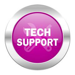 technical support violet circle chrome web icon isolated
