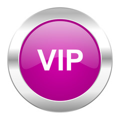 vip violet circle chrome web icon isolated