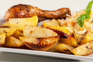 potatoes and chicken leg