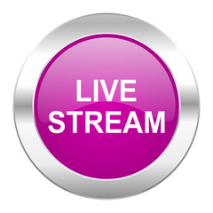 live stream violet circle chrome web icon isolated