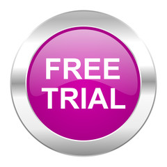 free trial violet circle chrome web icon isolated