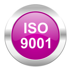 iso 9001 violet circle chrome web icon isolated