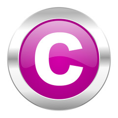 copyright violet circle chrome web icon isolated