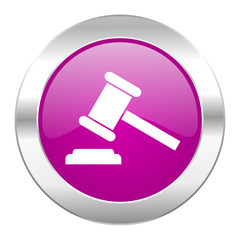 auction violet circle chrome web icon isolated
