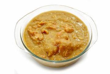 Thick Split Pea Soup with Chunks of Ham