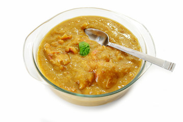 Eating Pea Soup with a Basil Leaf on Top