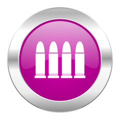 ammunition violet circle chrome web icon isolated