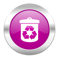 recycle violet circle chrome web icon isolated