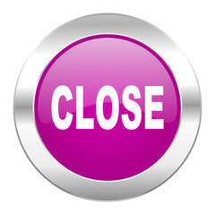 close violet circle chrome web icon isolated