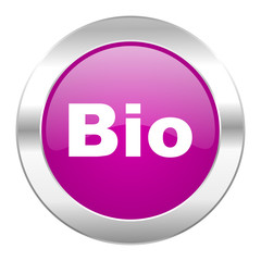 bio violet circle chrome web icon isolated