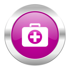 first aid violet circle chrome web icon isolated