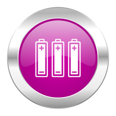 battery violet circle chrome web icon isolated