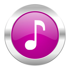 music violet circle chrome web icon isolated