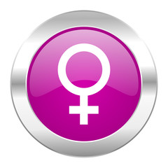 Obraz premium female violet circle chrome web icon isolated