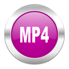 mp4 violet circle chrome web icon isolated