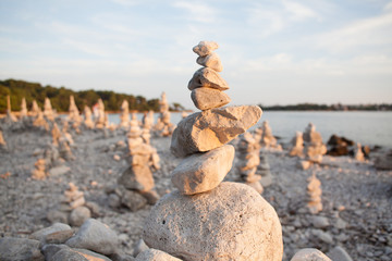 stacked rocks in the beach