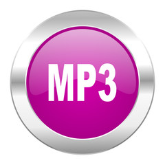 mp3 violet circle chrome web icon isolated