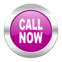 call now violet circle chrome web icon isolated