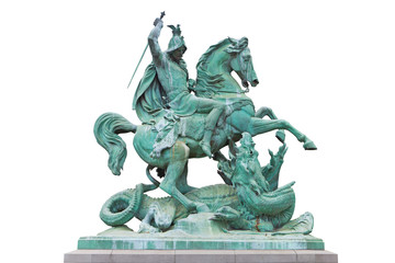 St. George kills the Dragon famous monument in Zagreb, Croatia
