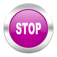 stop violet circle chrome web icon isolated