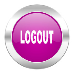 logout violet circle chrome web icon isolated