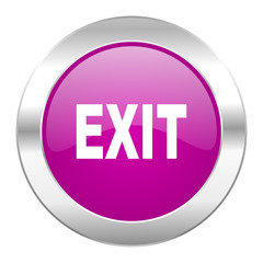 exit violet circle chrome web icon isolated
