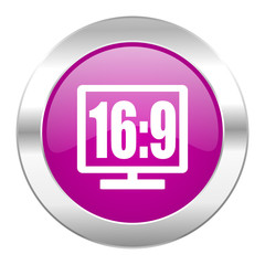 16 9 display violet circle chrome web icon isolated