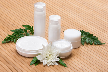 Jars filled with cream
