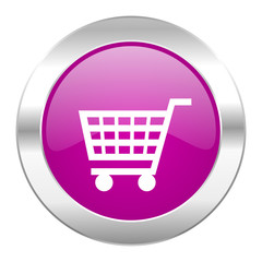 cart violet circle chrome web icon isolated