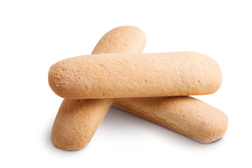 Italian savoiardi cookies isolated on white background