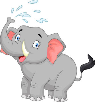 Cartoon elephant spraying water Stock Vector | Adobe Stock