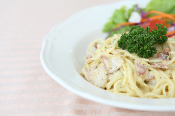 Spaghetti Carbonara with bacon and cheese
