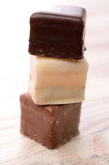 Stacked chocolate dices