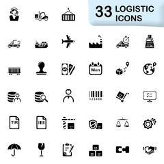 33 black logistic icons