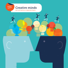 Bulbs bridge with two heads and women