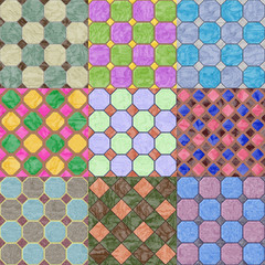 Set of floor tiles seamless generated textures