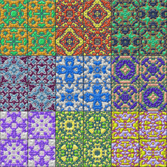 Set of glazed tiles seamless generated textures