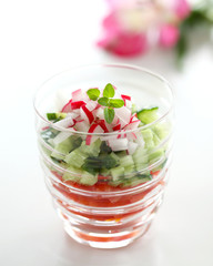 Fresh veggi salad in glass
