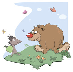 Hedgehog and bear cartoon