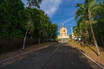 Road with to Big Buddha statue in Wat Bang Riang, Phang Nga, Tha