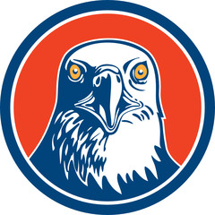 American Bald Eagle Head Circle Retro