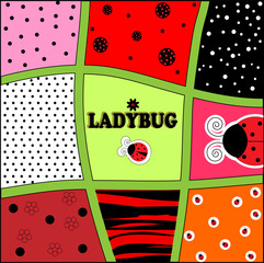 ladybug background invitation card vector