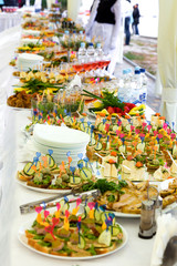 Dishes on the banquet table