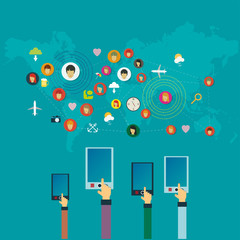 Flat design concept for social network